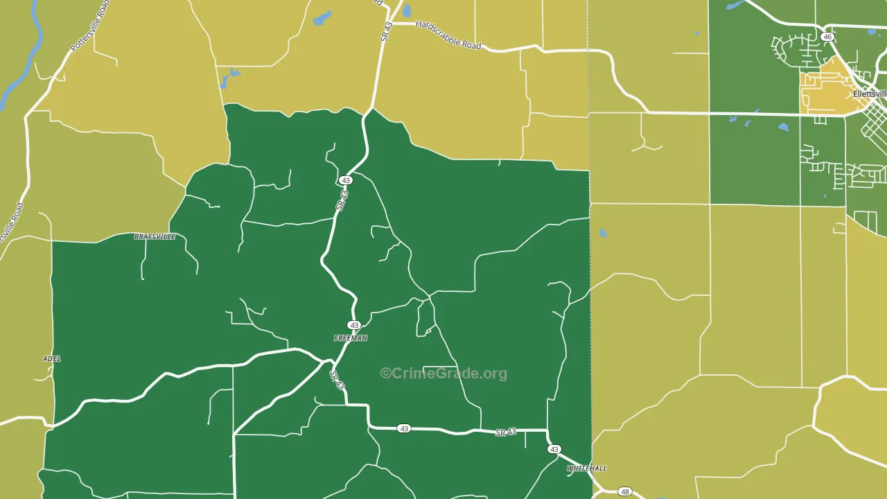 Freeman, IN Map of Drug-Related Crime Rates