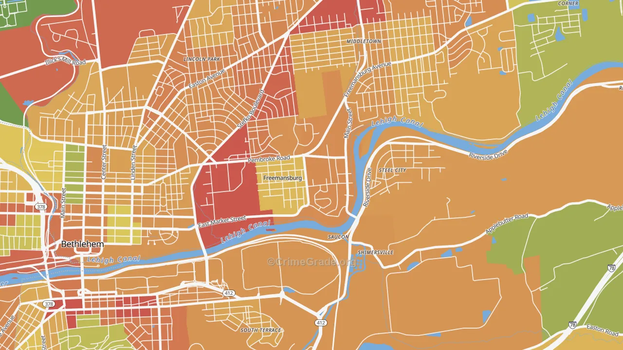 Freemansburg, PA Map of Drug-Related Crime Rates