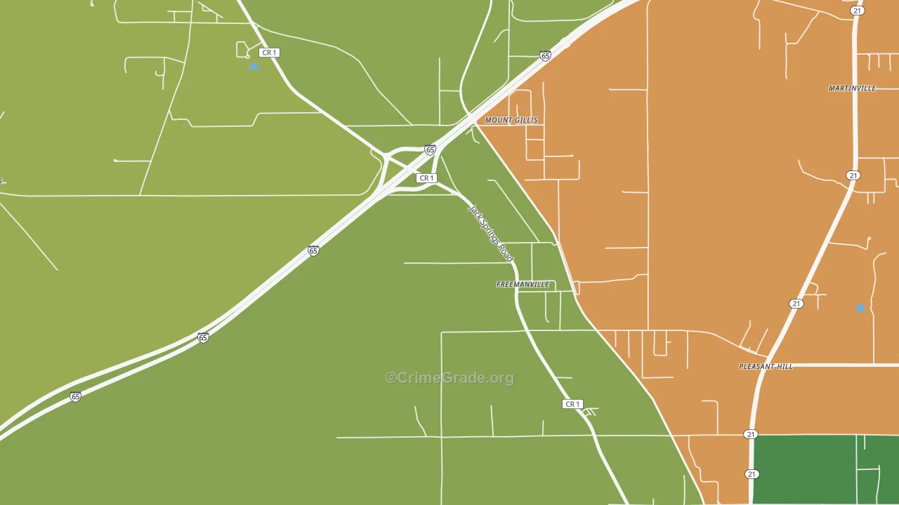 Freemanville, AL Map of Drug-Related Crime Rates