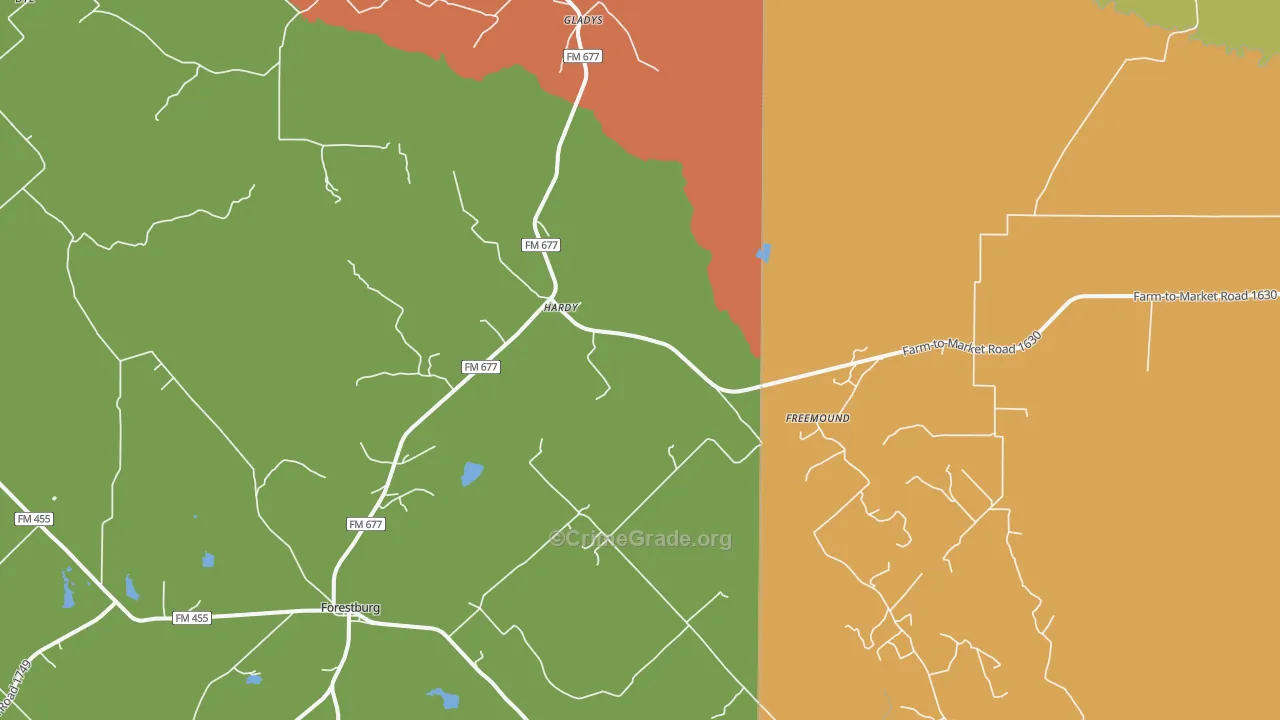 Freemound, TX Map of Drug-Related Crime Rates