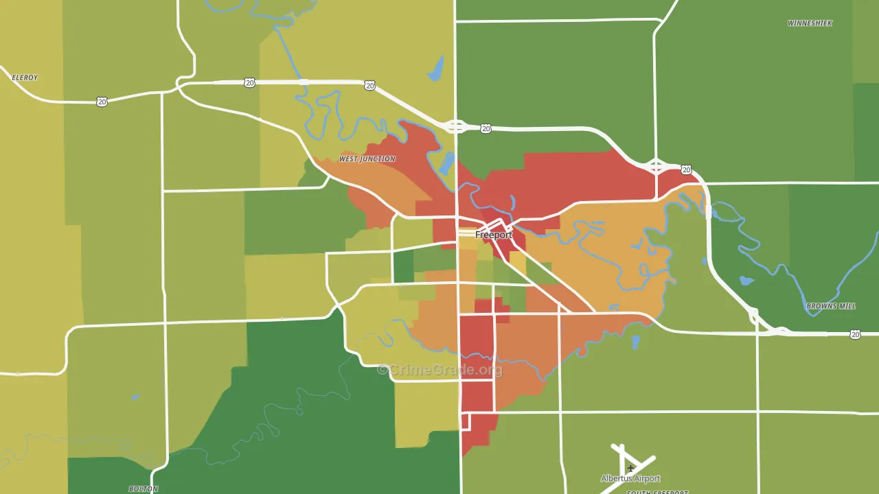 Freeport, IL Map of Drug-Related Crime Rates