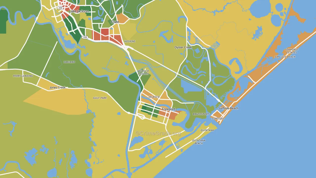 Freeport, TX Map of Drug-Related Crime Rates