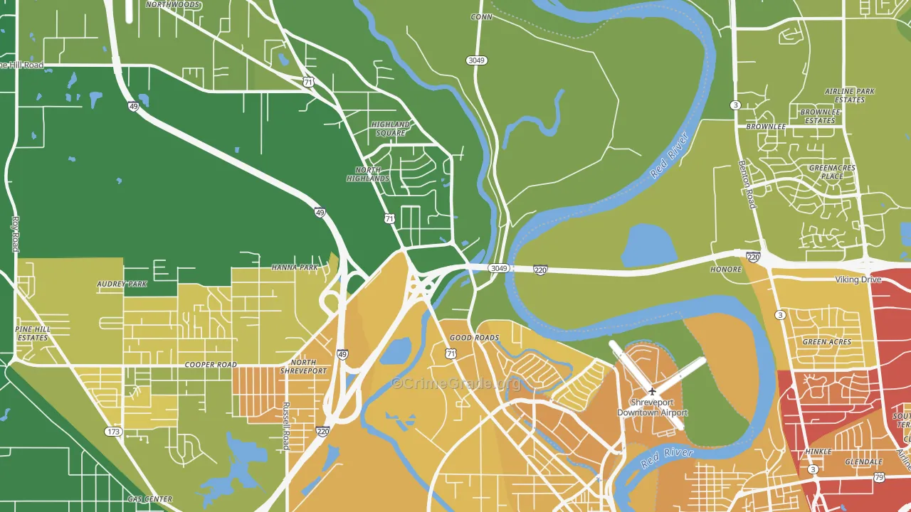 Freestate-North Highlands, Shreveport, LA Map of Drug-Related Crime Rates