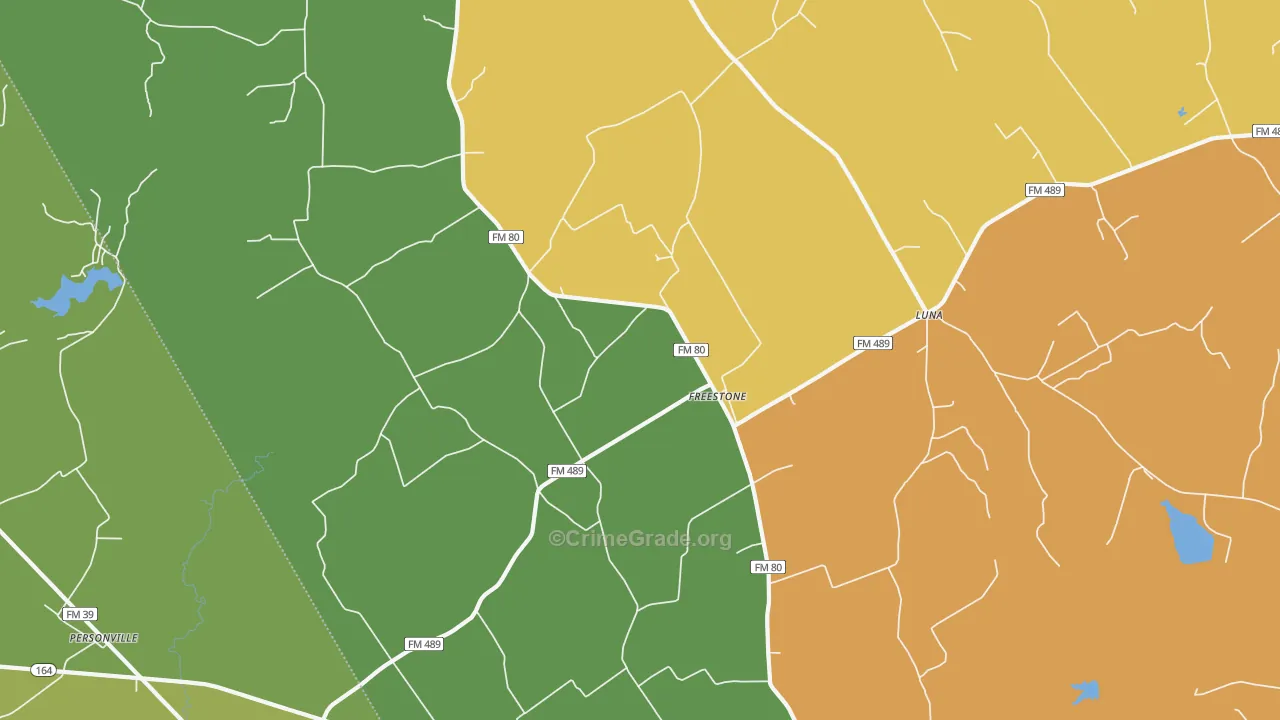 Freestone, TX Map of Drug-Related Crime Rates