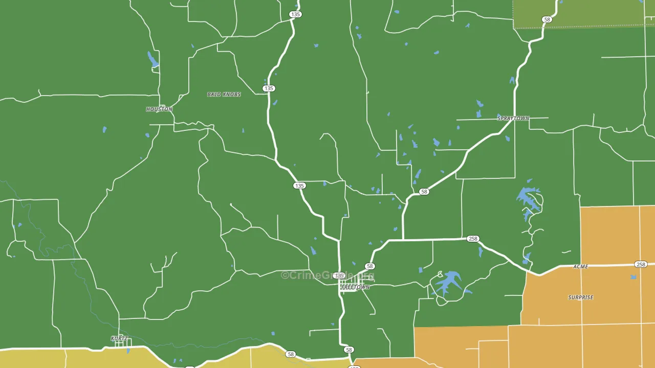 Freetown, IN Map of Drug-Related Crime Rates
