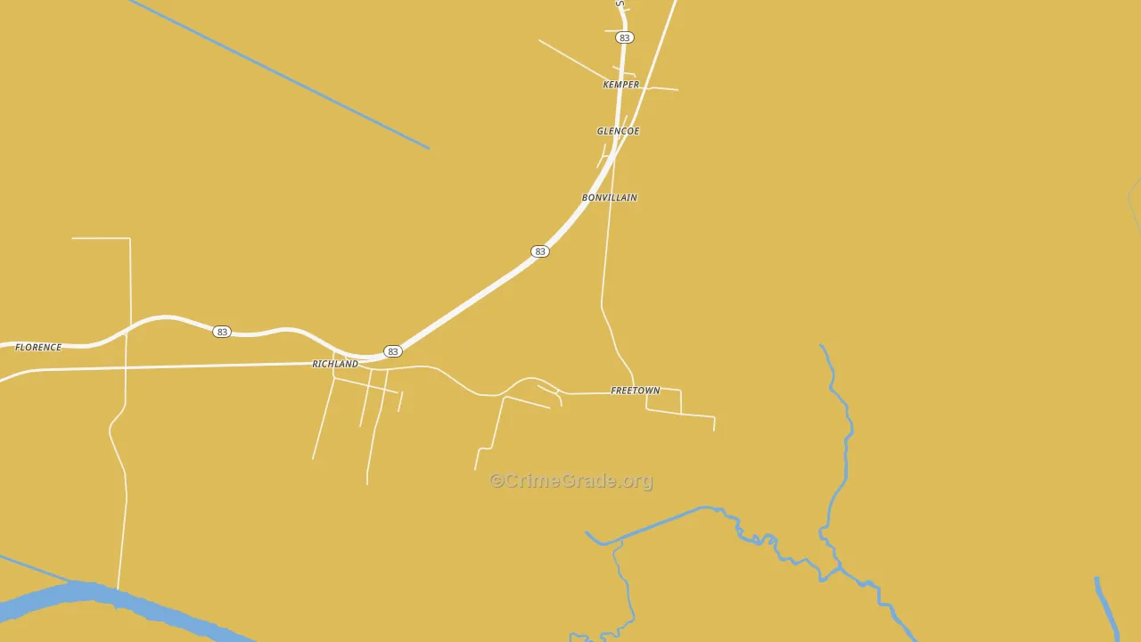 Freetown, LA Map of Drug-Related Crime Rates
