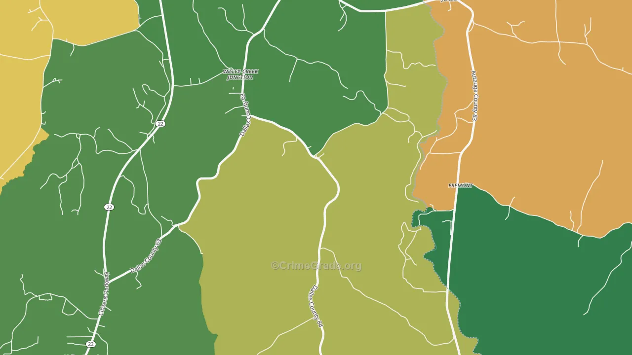 Fremont, AL Map of Drug-Related Crime Rates