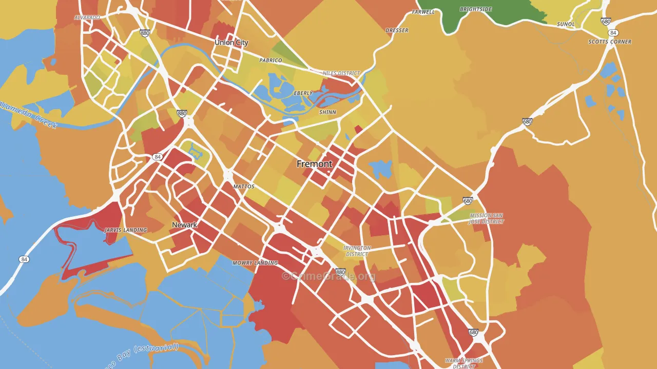 Fremont, CA Map of Drug-Related Crime Rates