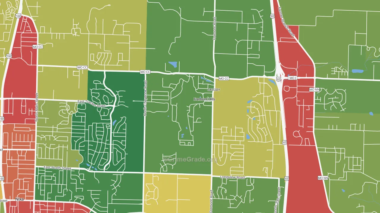 Fremont Hills, MO Map of Drug-Related Crime Rates