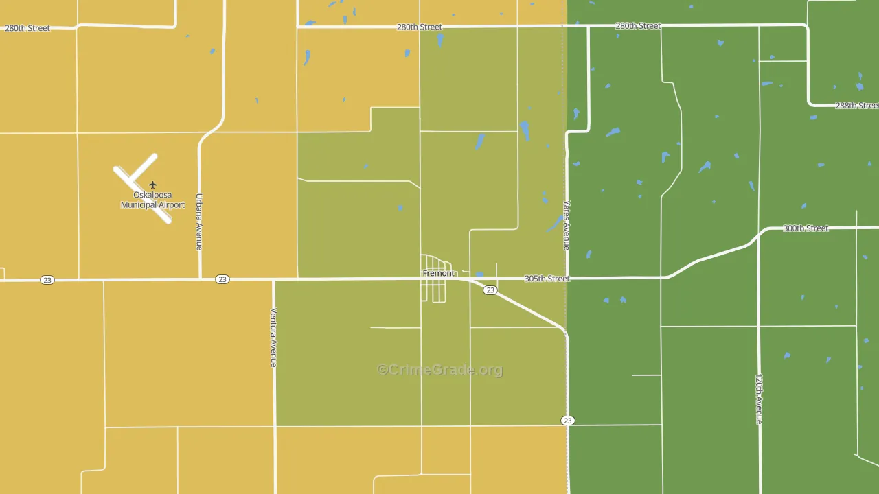 Fremont, IA Map of Drug-Related Crime Rates