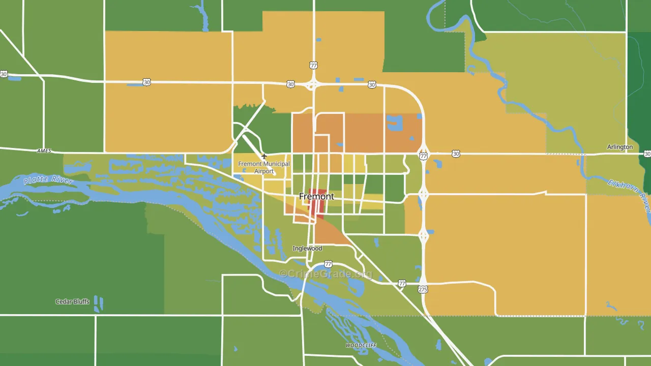 Fremont, NE Map of Drug-Related Crime Rates