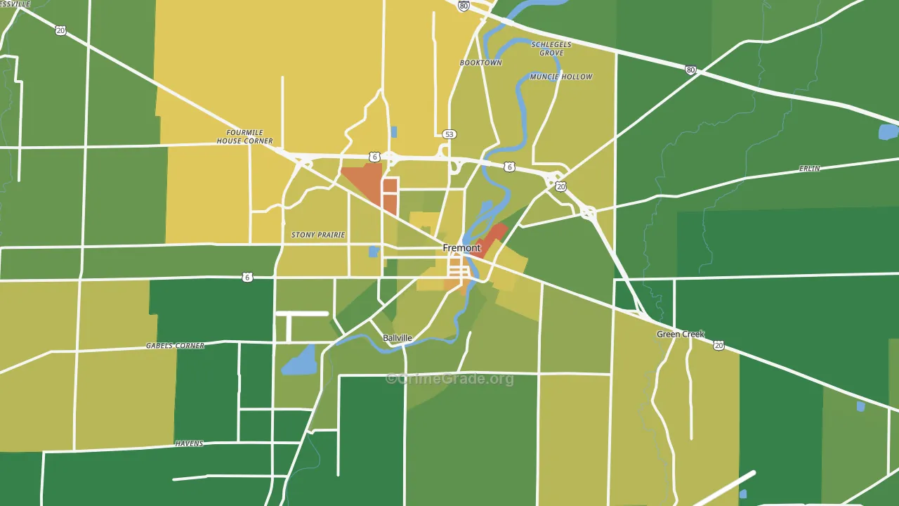 Fremont, OH Map of Drug-Related Crime Rates