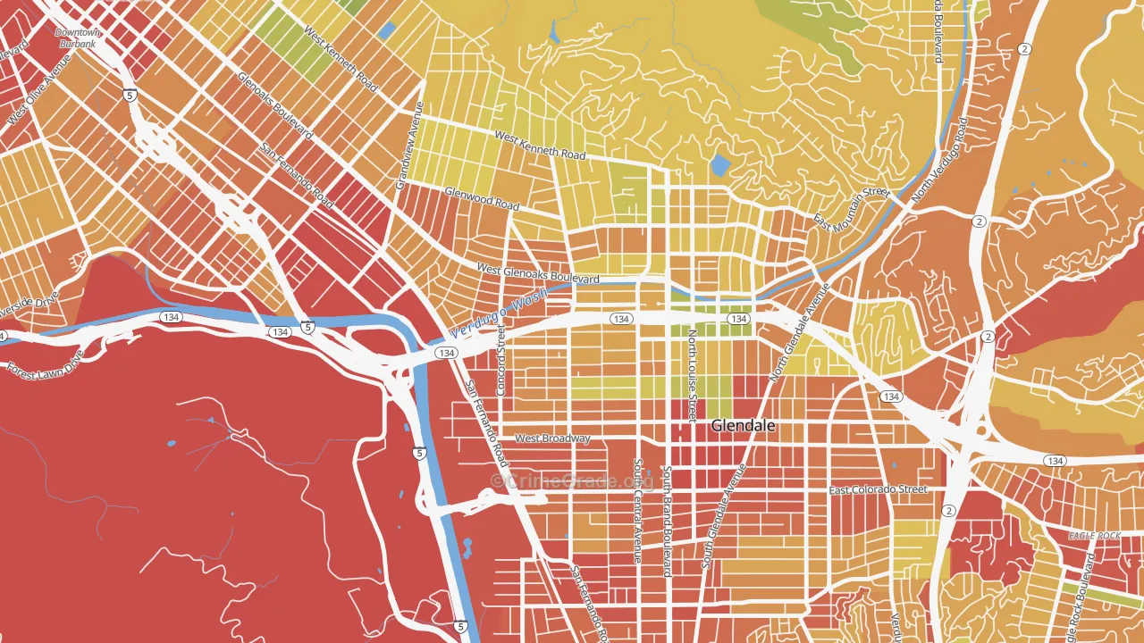 Fremont Park, Glendale, CA Map of Drug-Related Crime Rates