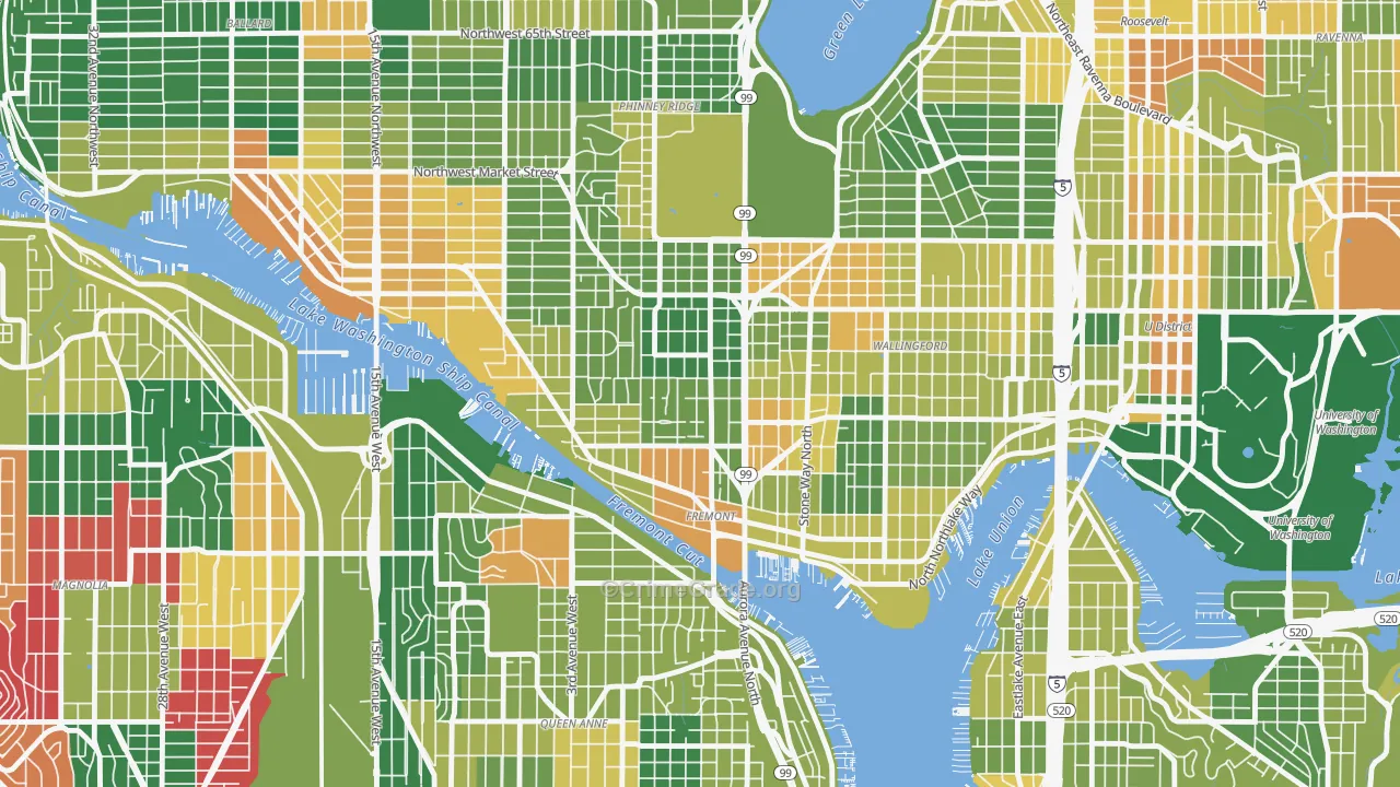 Fremont, Seattle, WA Map of Drug-Related Crime Rates