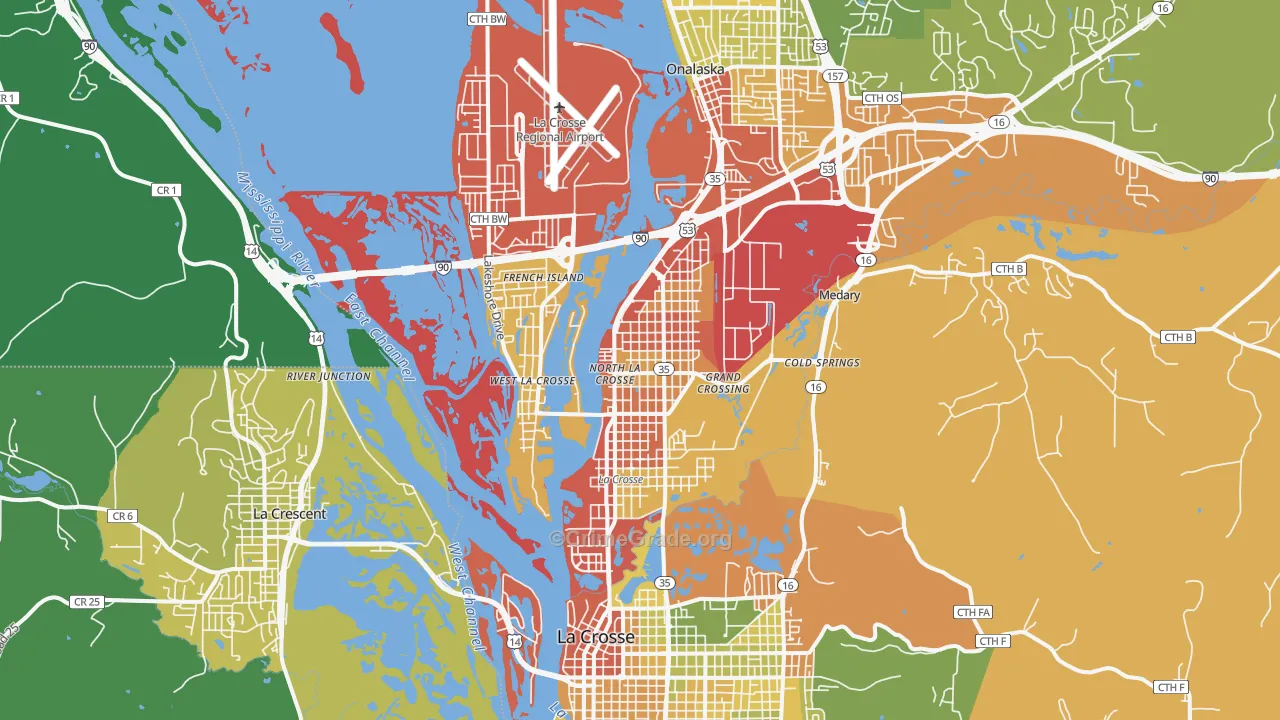 French Island, WI Map of Drug-Related Crime Rates