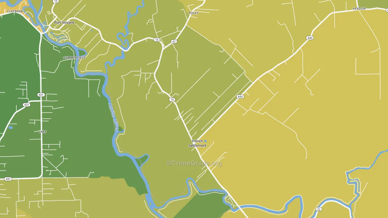 French Settlement, LA Map of Drug-Related Crime Rates