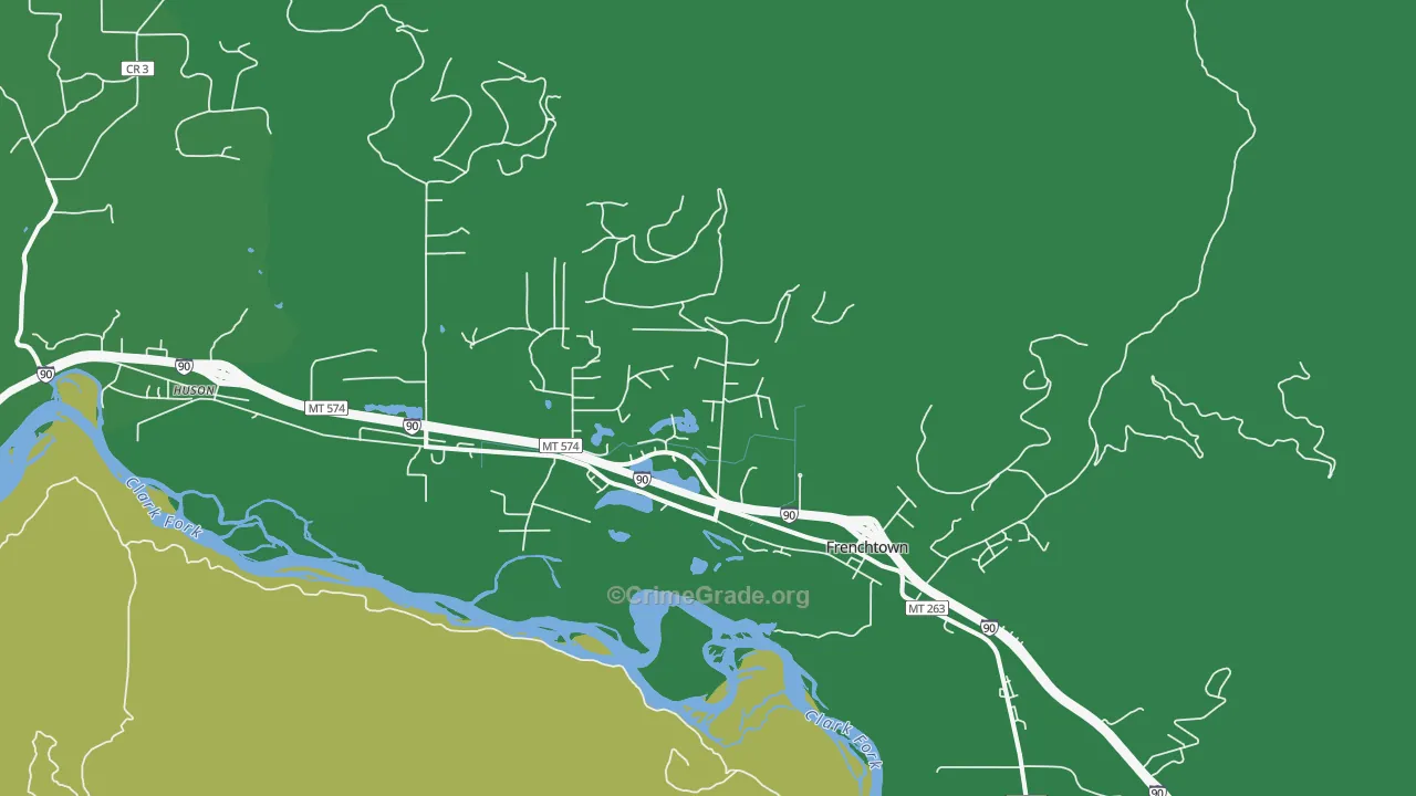 Frenchtown, MT Map of Drug-Related Crime Rates