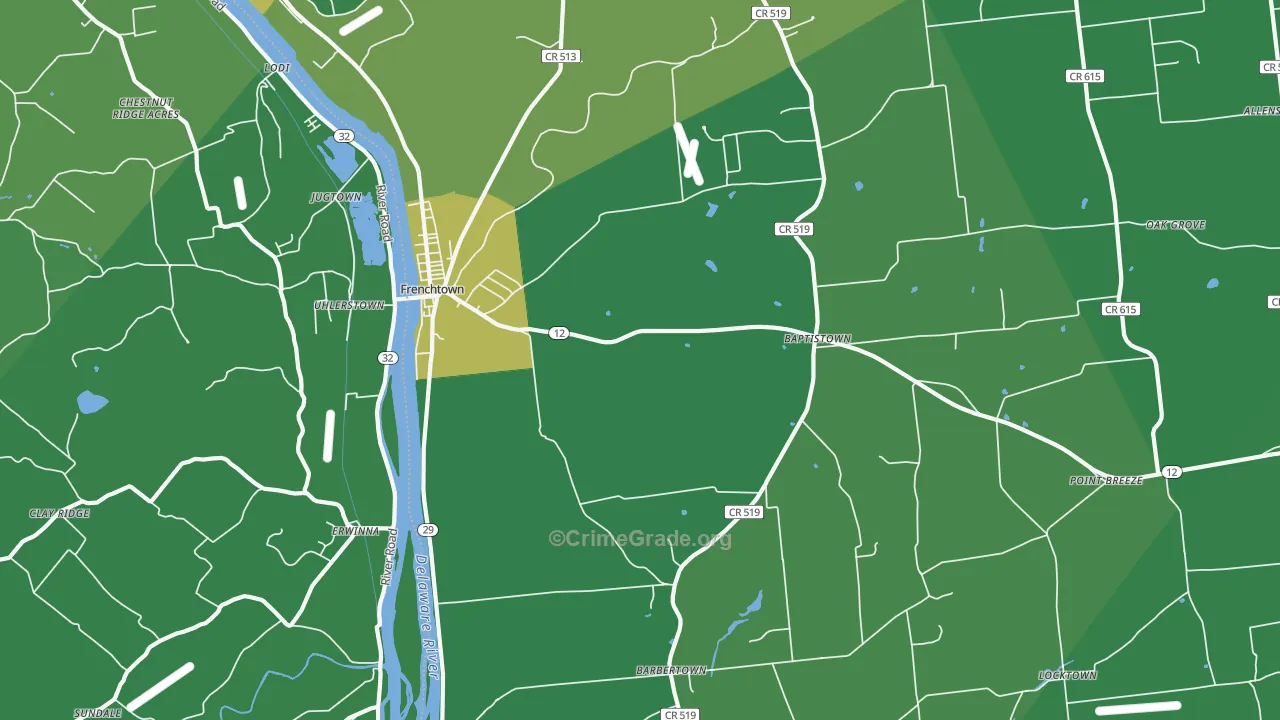Frenchtown, NJ Map of Drug-Related Crime Rates