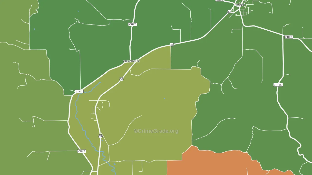 Frenchville, WI Map of Drug-Related Crime Rates