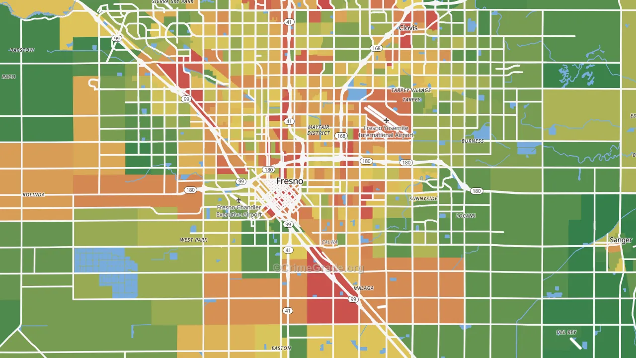 Fresno County, CA Map of Drug-Related Crime Rates