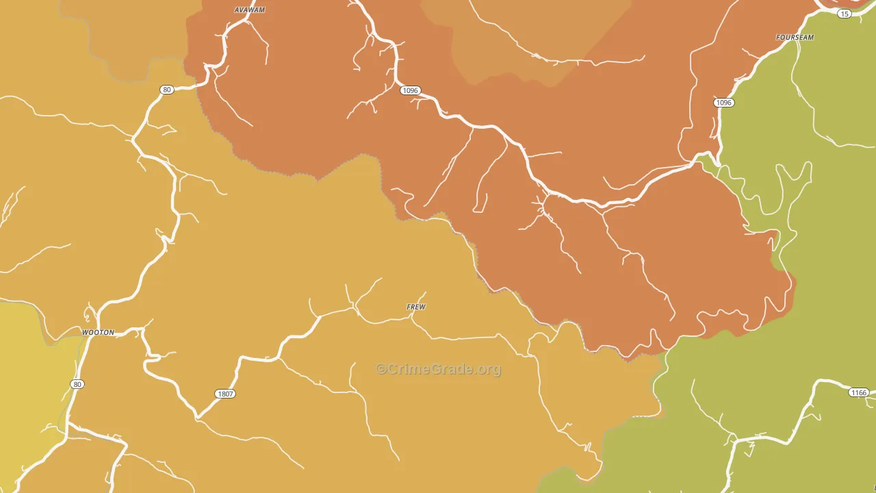 Frew, KY Map of Drug-Related Crime Rates