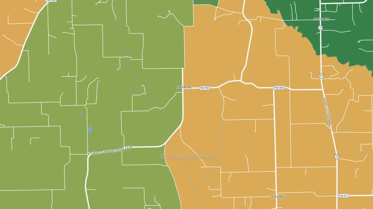 Freyburg, TX Map of Drug-Related Crime Rates