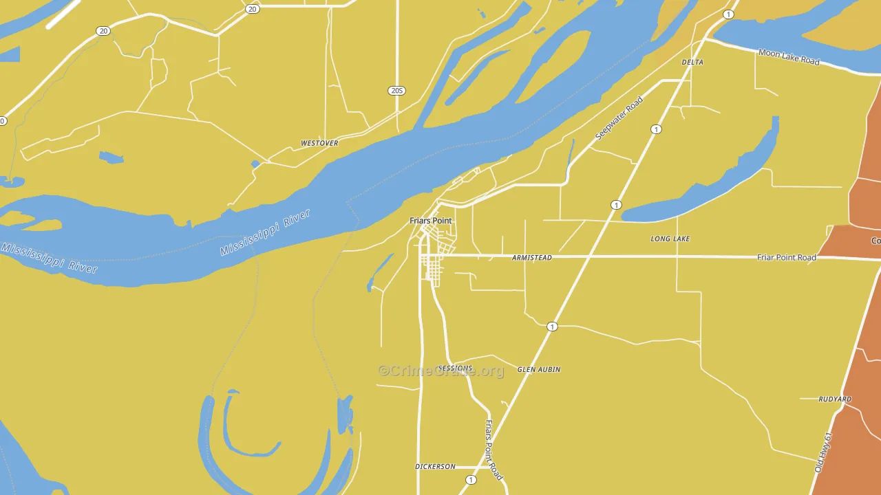 Friars Point, MS Map of Drug-Related Crime Rates