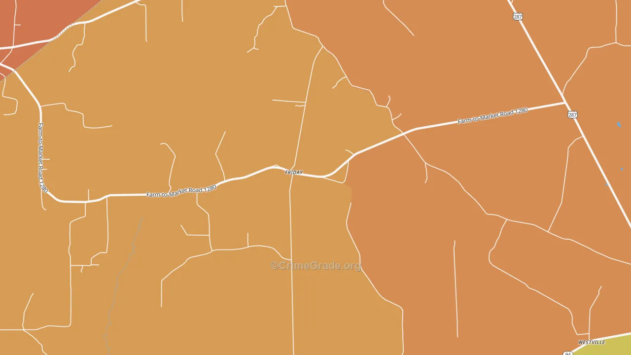 Friday, TX Map of Drug-Related Crime Rates
