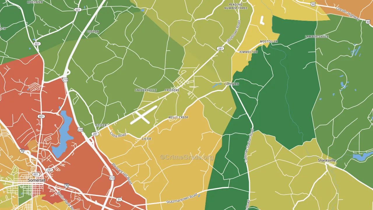 Friedens, PA Map of Drug-Related Crime Rates