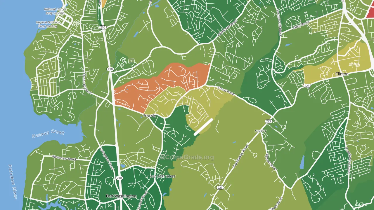 Friendly, Fort Washington, MD Map of Drug-Related Crime Rates