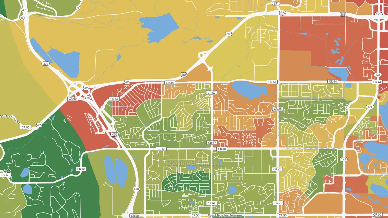 Friendly Hills, Dakota Ridge, CO Map of Drug-Related Crime Rates