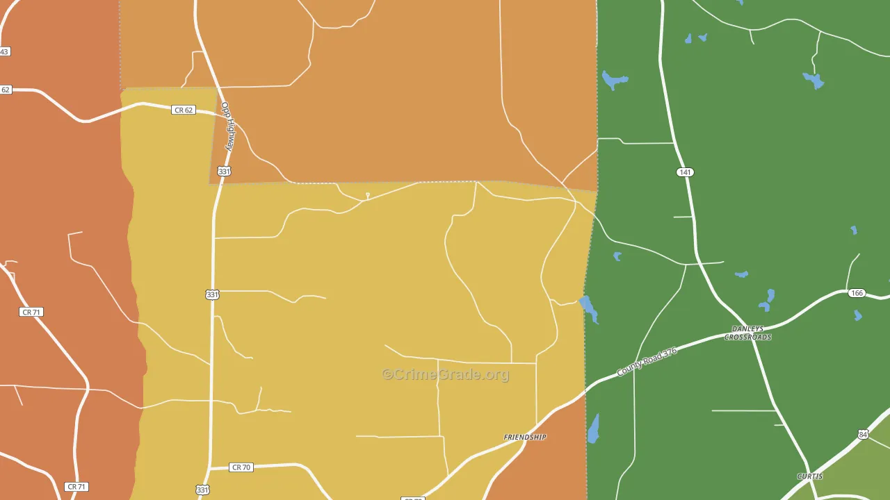 Friendship, AL Map of Drug-Related Crime Rates