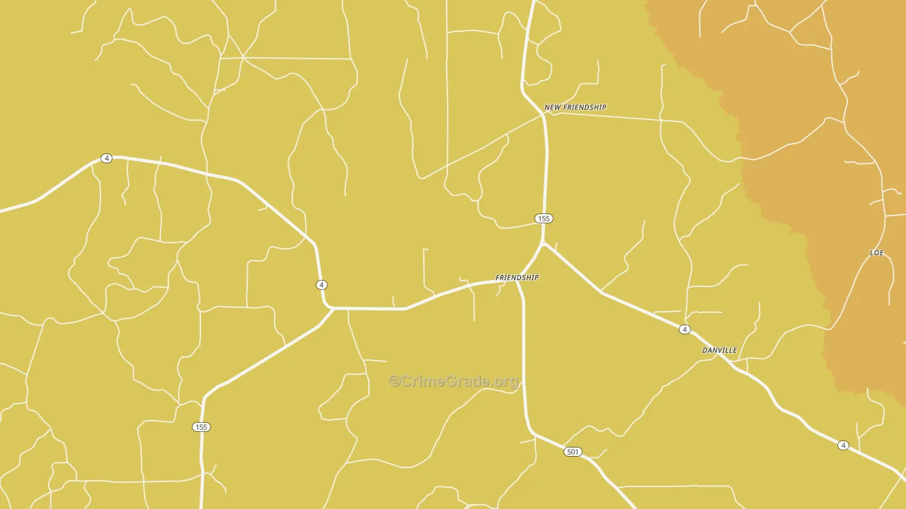 Friendship, LA Map of Drug-Related Crime Rates