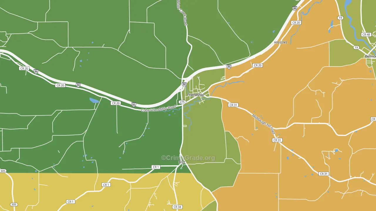 Friendship, NY Map of Drug-Related Crime Rates