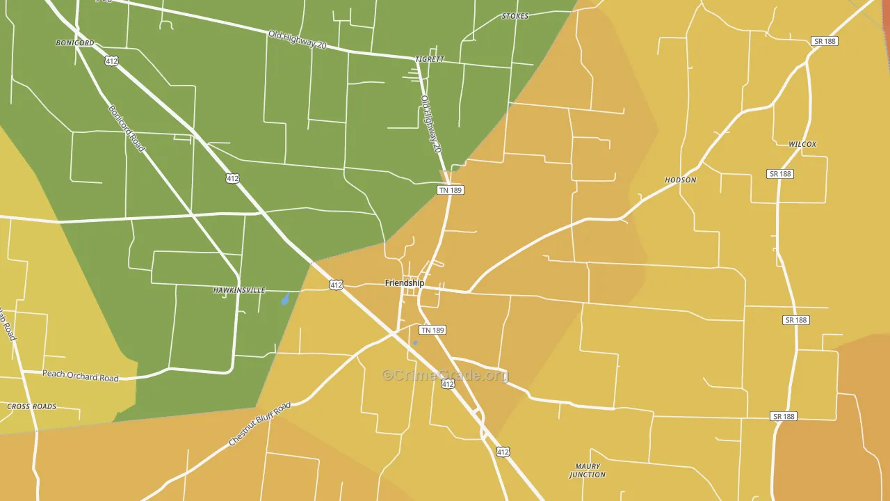 Friendship, TN Map of Drug-Related Crime Rates