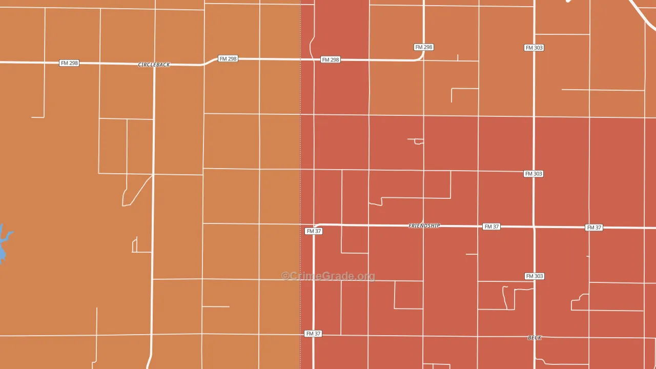 Friendship, TX Map of Drug-Related Crime Rates