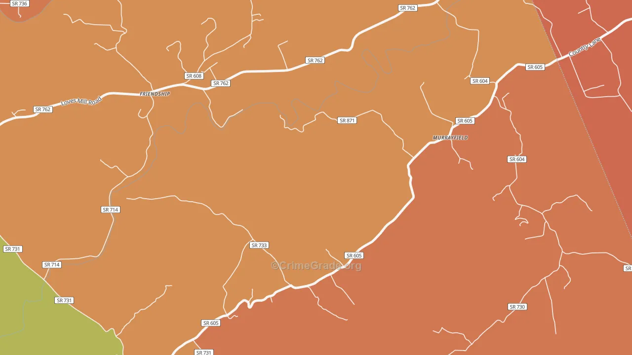 Friendship, VA Map of Drug-Related Crime Rates