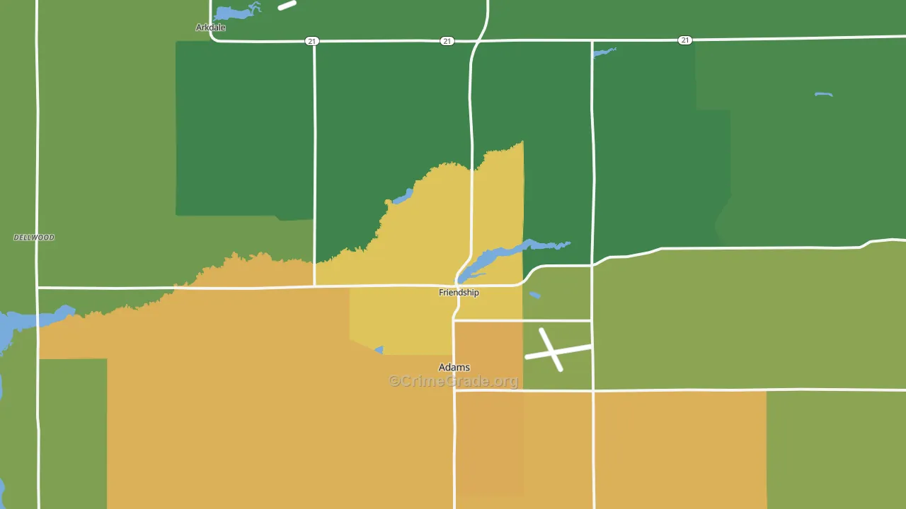Friendship, WI Map of Drug-Related Crime Rates