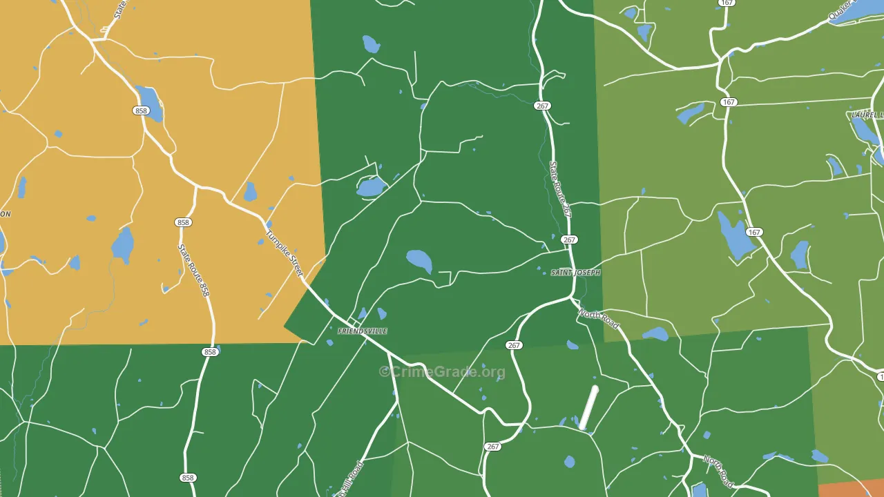 Friendsville, PA Map of Drug-Related Crime Rates