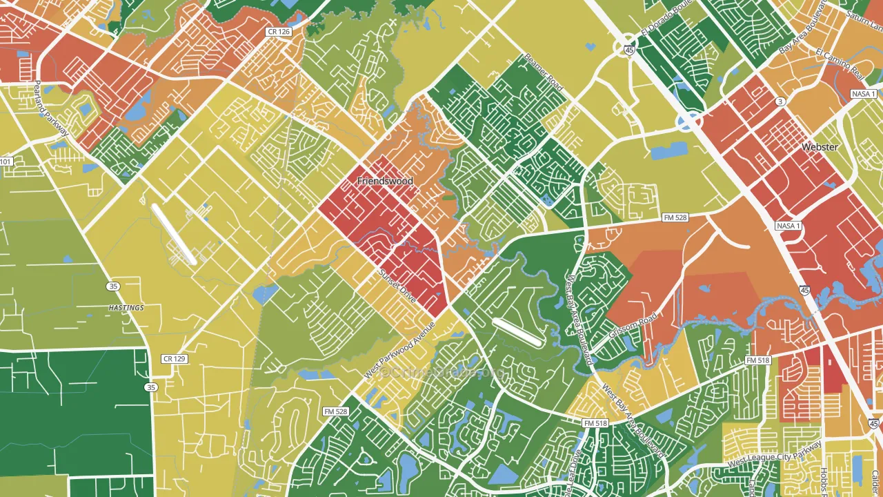Friendswood, TX Map of Drug-Related Crime Rates