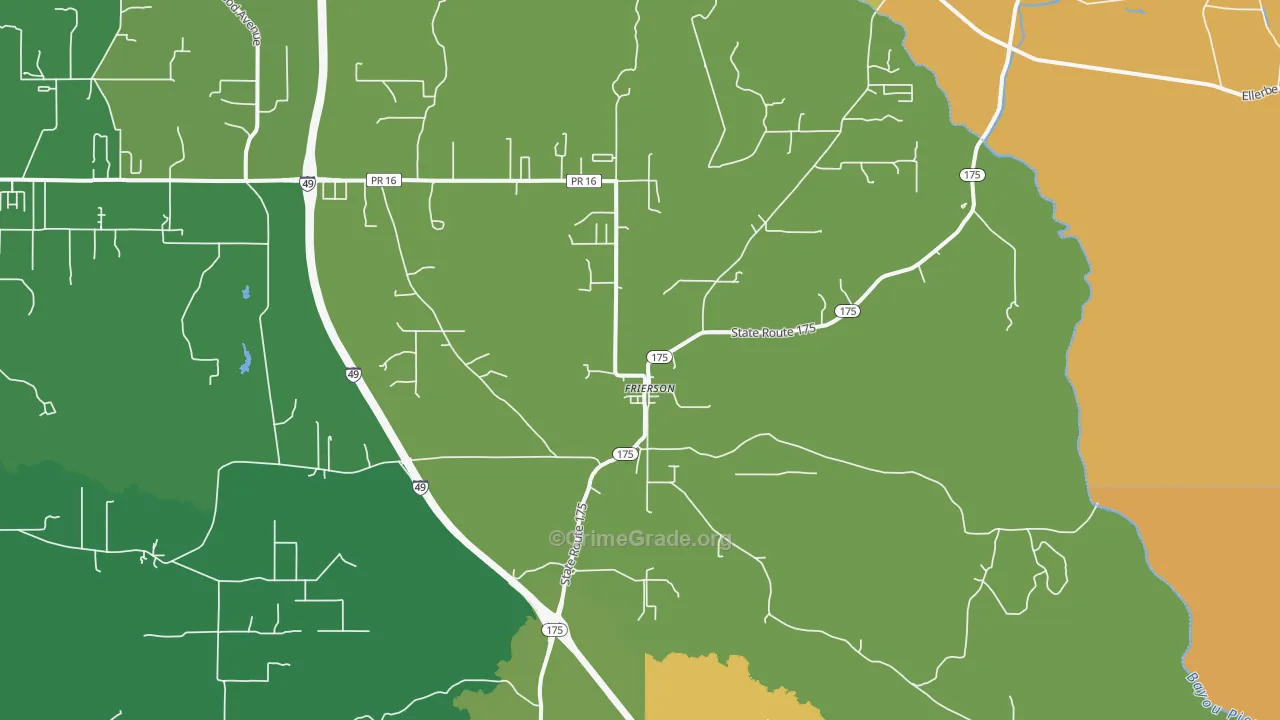 Frierson, LA Map of Drug-Related Crime Rates