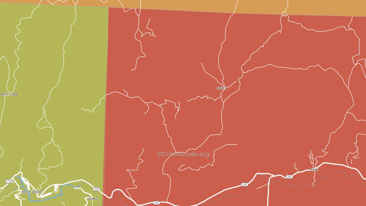 Friley, AR Map of Drug-Related Crime Rates