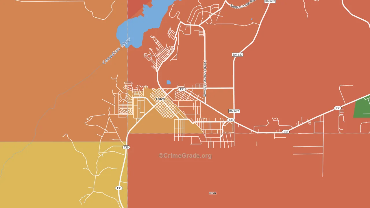 Fritch, TX Map of Drug-Related Crime Rates