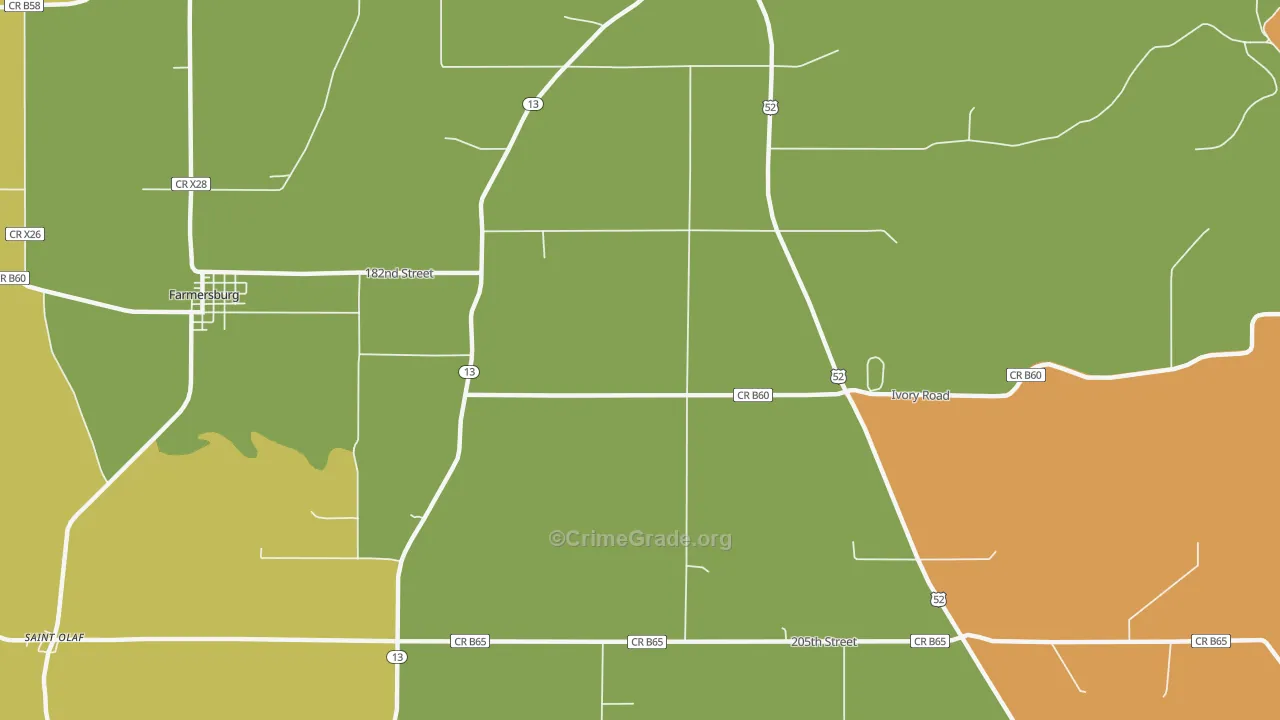 Froelich, IA Map of Drug-Related Crime Rates