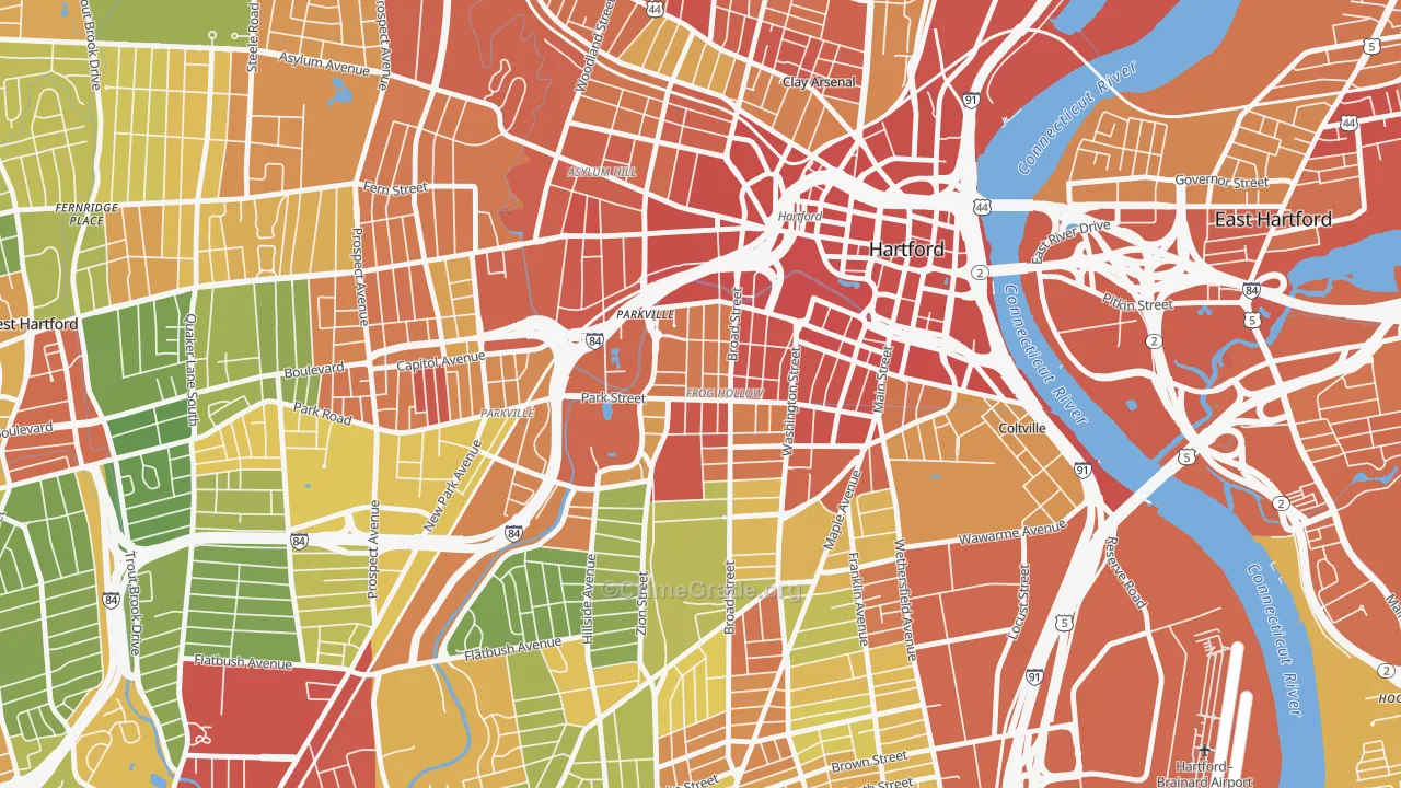 Frog Hollow, Hartford, CT Map of Drug-Related Crime Rates