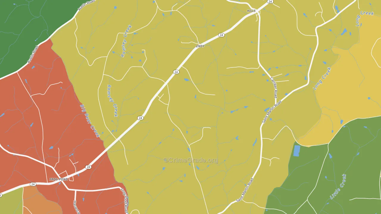 Frog Pond, NC Map of Drug-Related Crime Rates