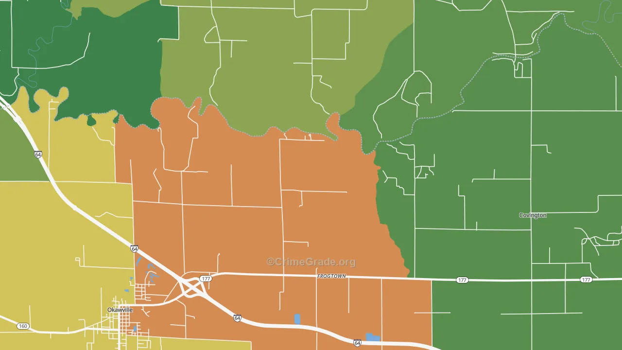 Frogtown, IL Map of Drug-Related Crime Rates