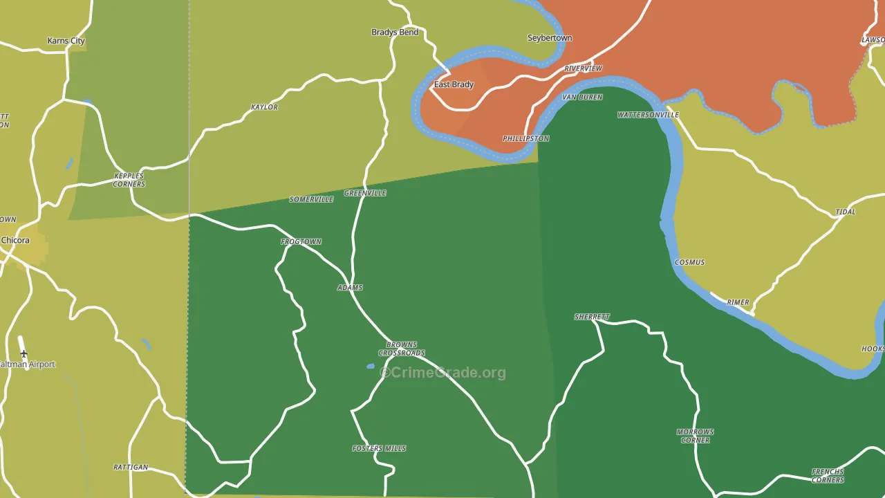 Frogtown, PA Map of Drug-Related Crime Rates