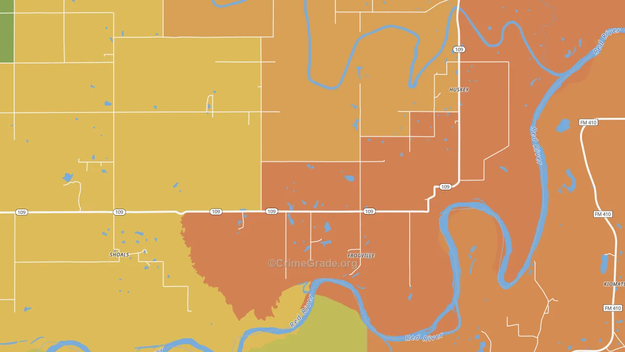 Frogville, OK Map of Drug-Related Crime Rates