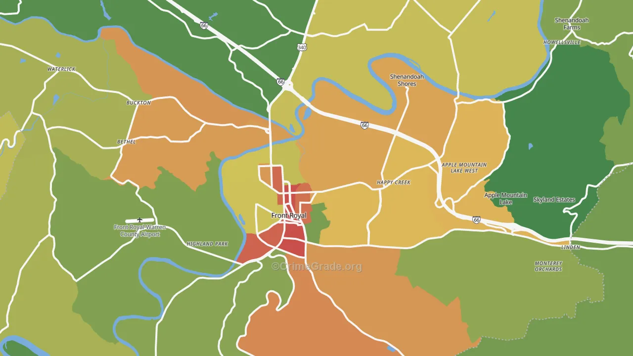Front Royal, VA Map of Drug-Related Crime Rates